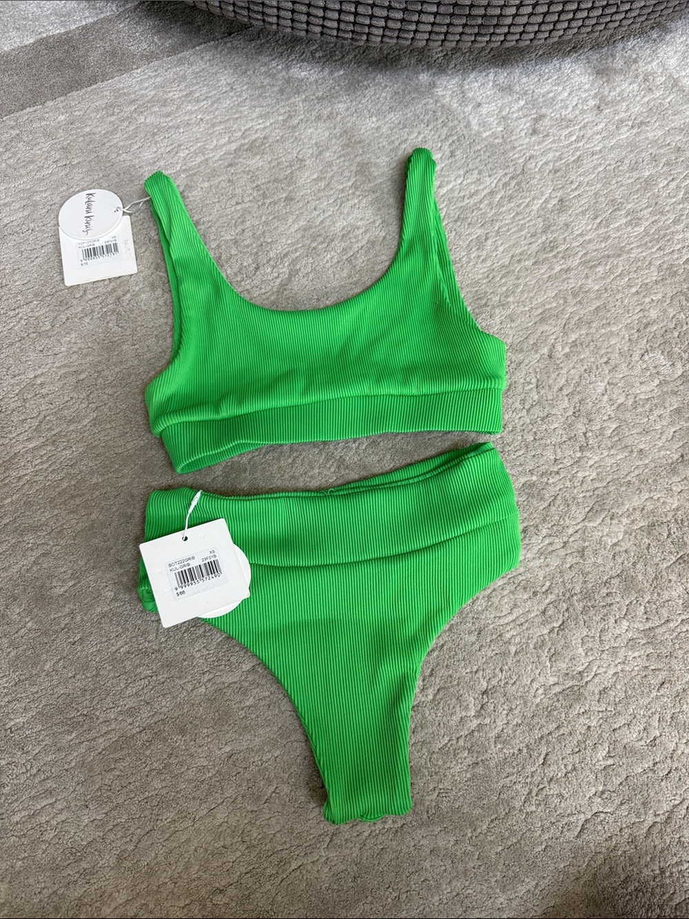 Kulani Kinis Bright Green Ribbed Scoop Bikini